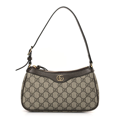 Gucci GG Supreme Monogram Textured Dollar Calfskin Small Ophidia Hobo Beige Ebony New Acero 1 of 9