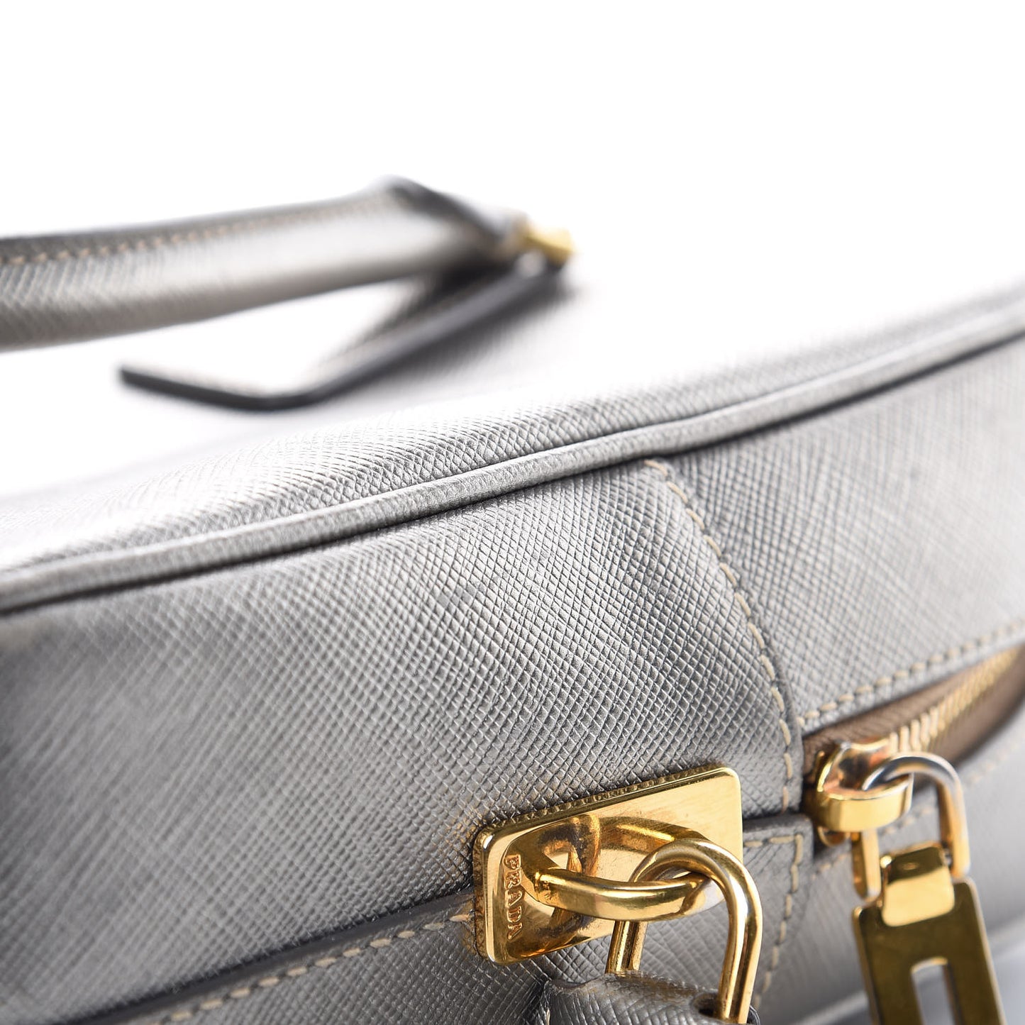Metallic Saffiano Lux Bowler Silver