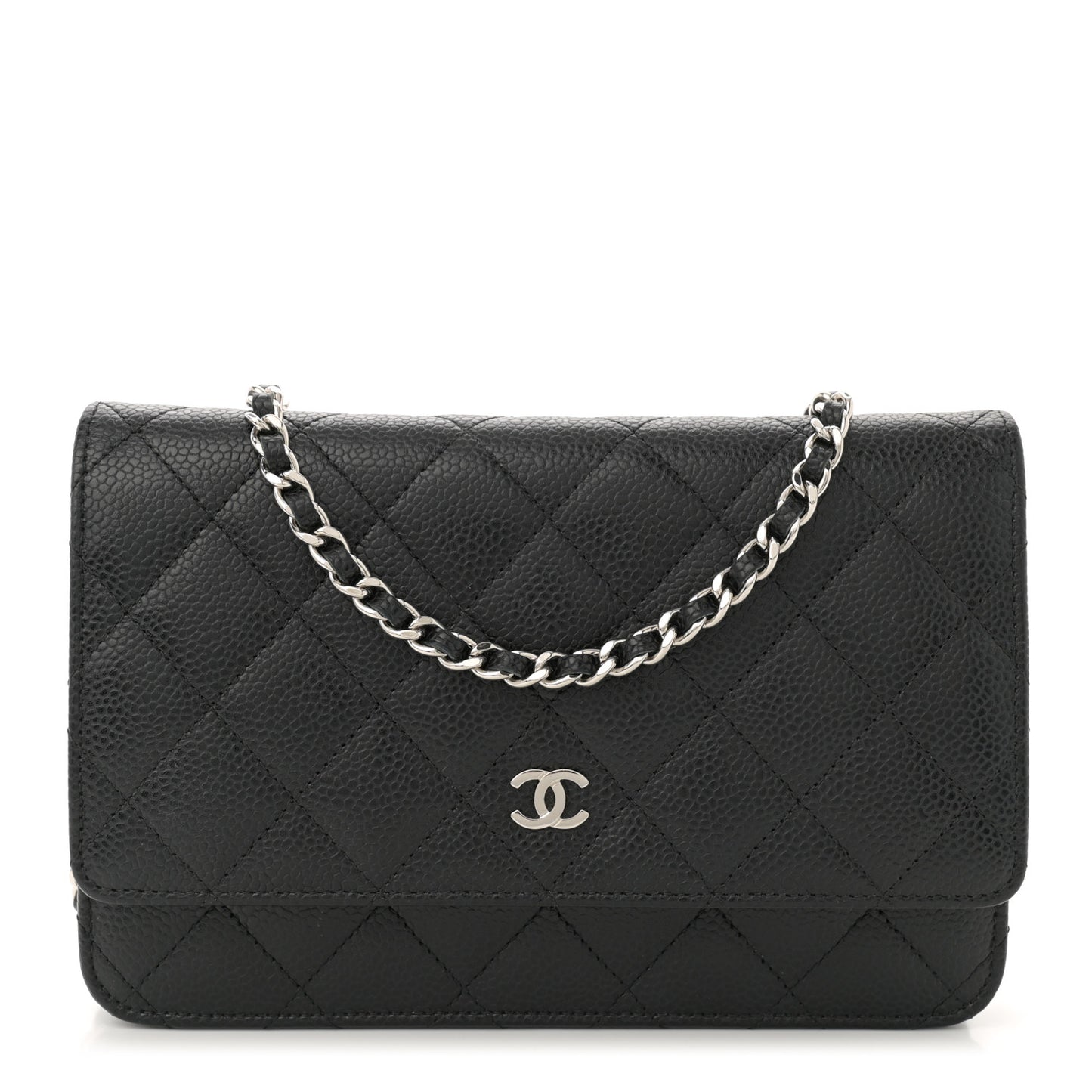 Caviar Quilted Wallet on Chain WOC Black