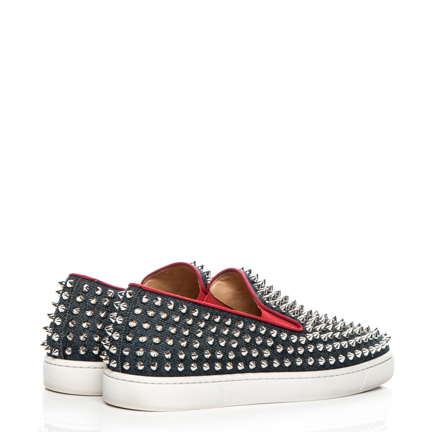 Mens Raw Denim Spikes Roller Boat Flat 40.5 Navy