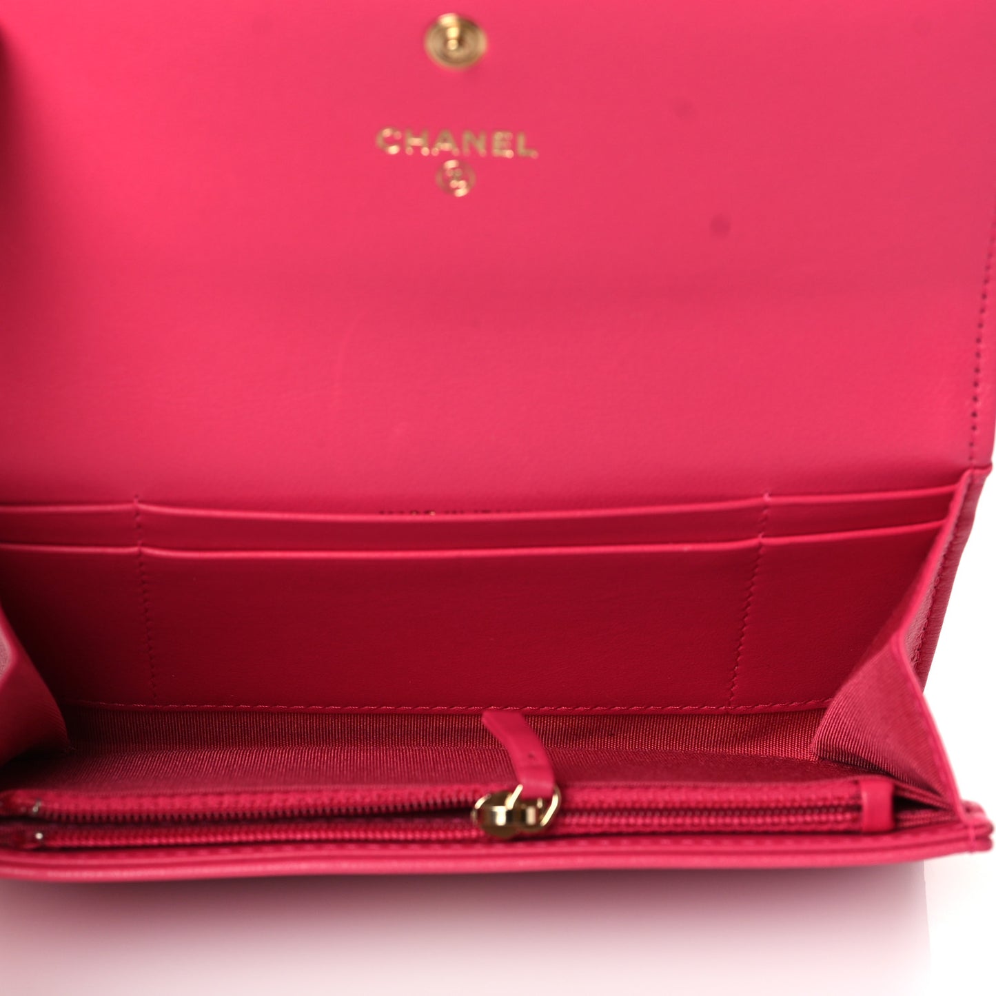 Lambskin Quilted Chanel 19 Flap Wallet Dark Pink