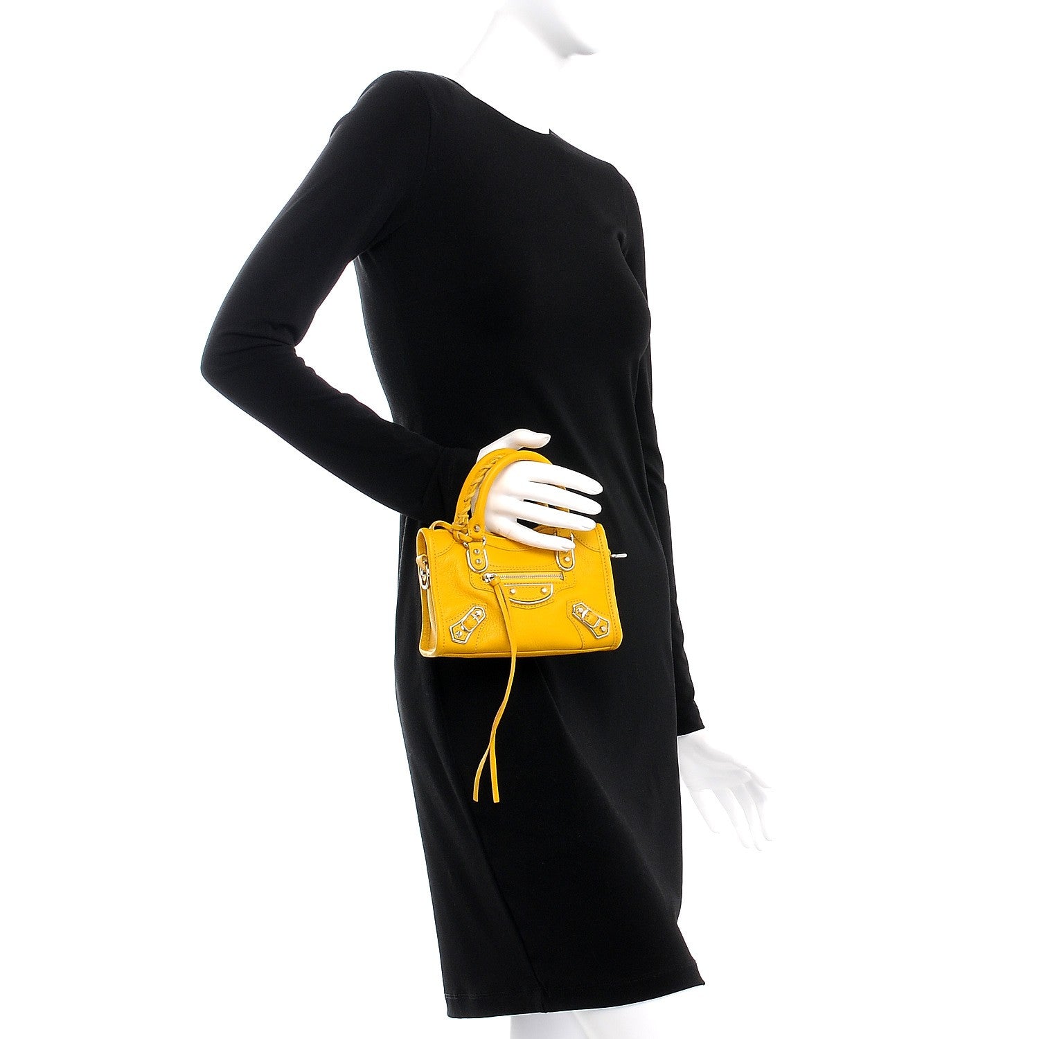 Balenciaga Chevre Silver Metallic Edge Hardware Nano City Jaune Epi 3 of 9