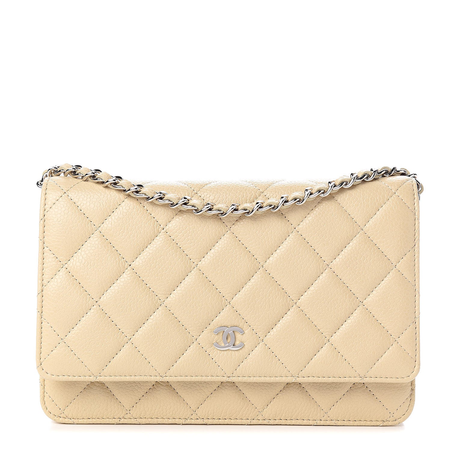 Chanel Caviar Quilted Wallet On Chain WOC Light Beige 1 of 11