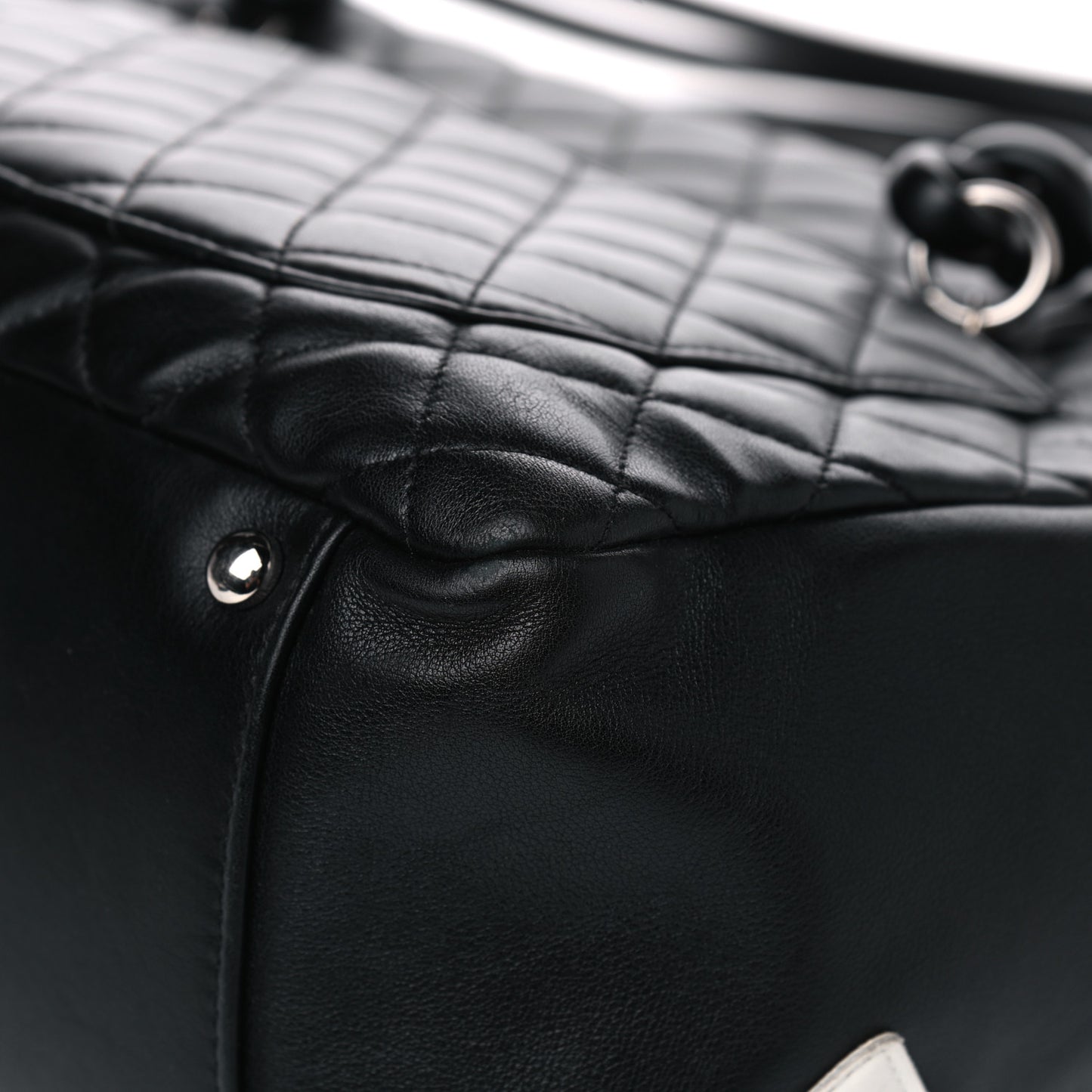 Calfskin Quilted Large Cambon Flap Black White