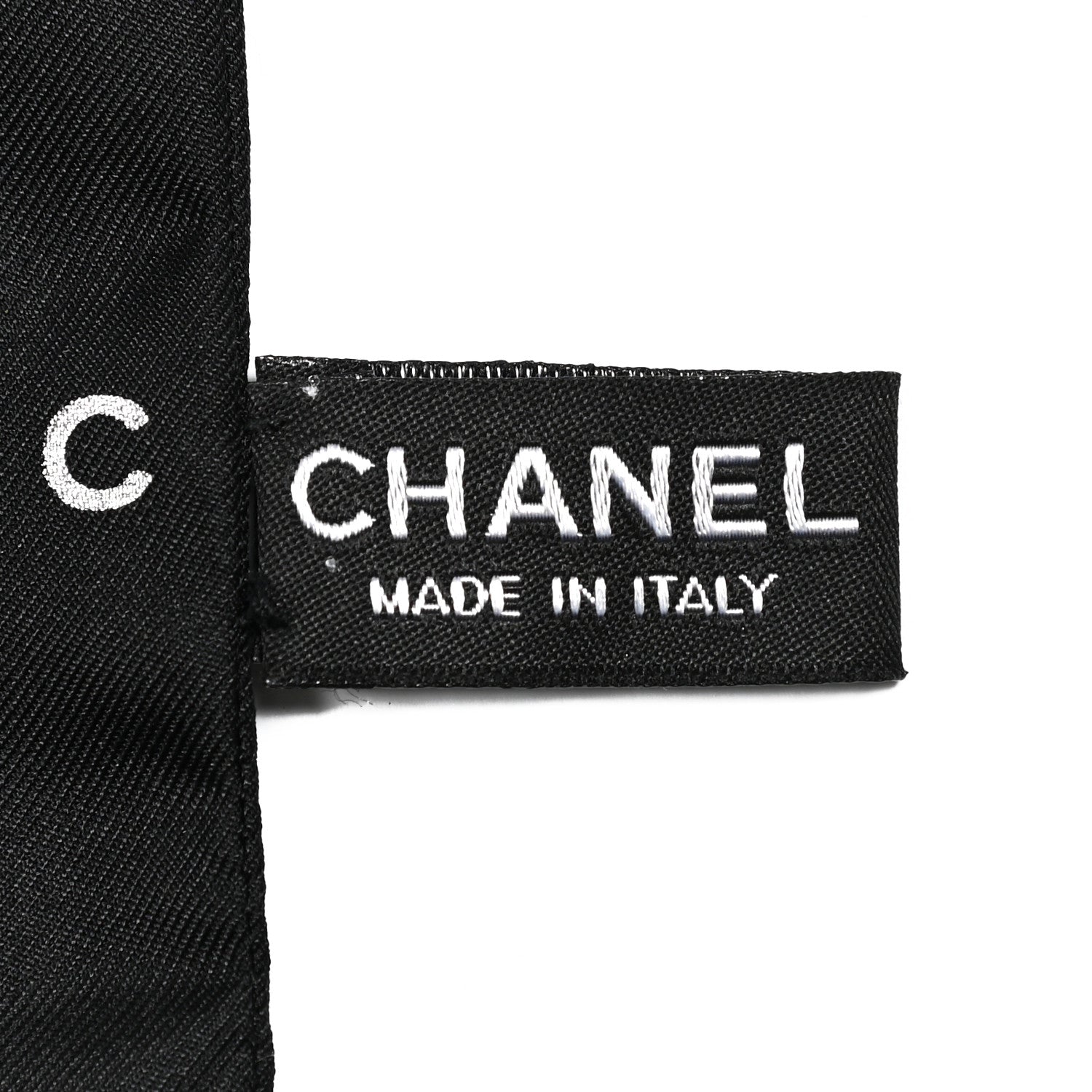 Chanel Silk CC Polka Dot Slim Bandeau Scarf Black Silver 3 of 3
