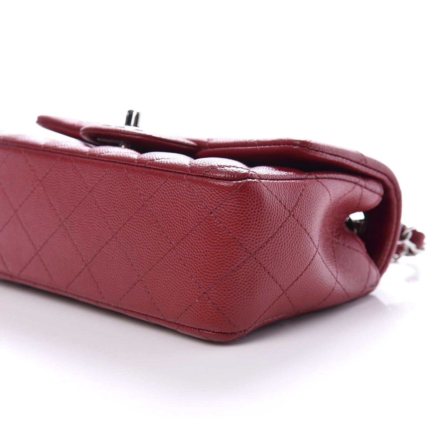 Caviar Quilted Mini Rectangular Flap Dark Red