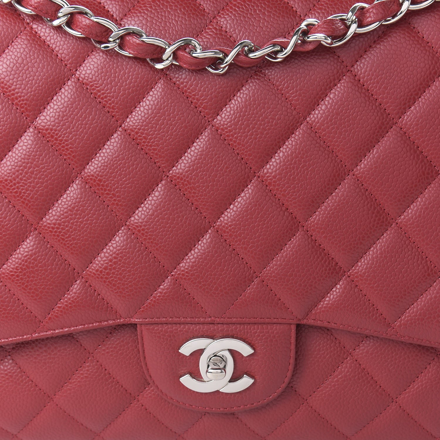 Chanel Caviar Quilted Maxi Single Flap Red 10 of 10