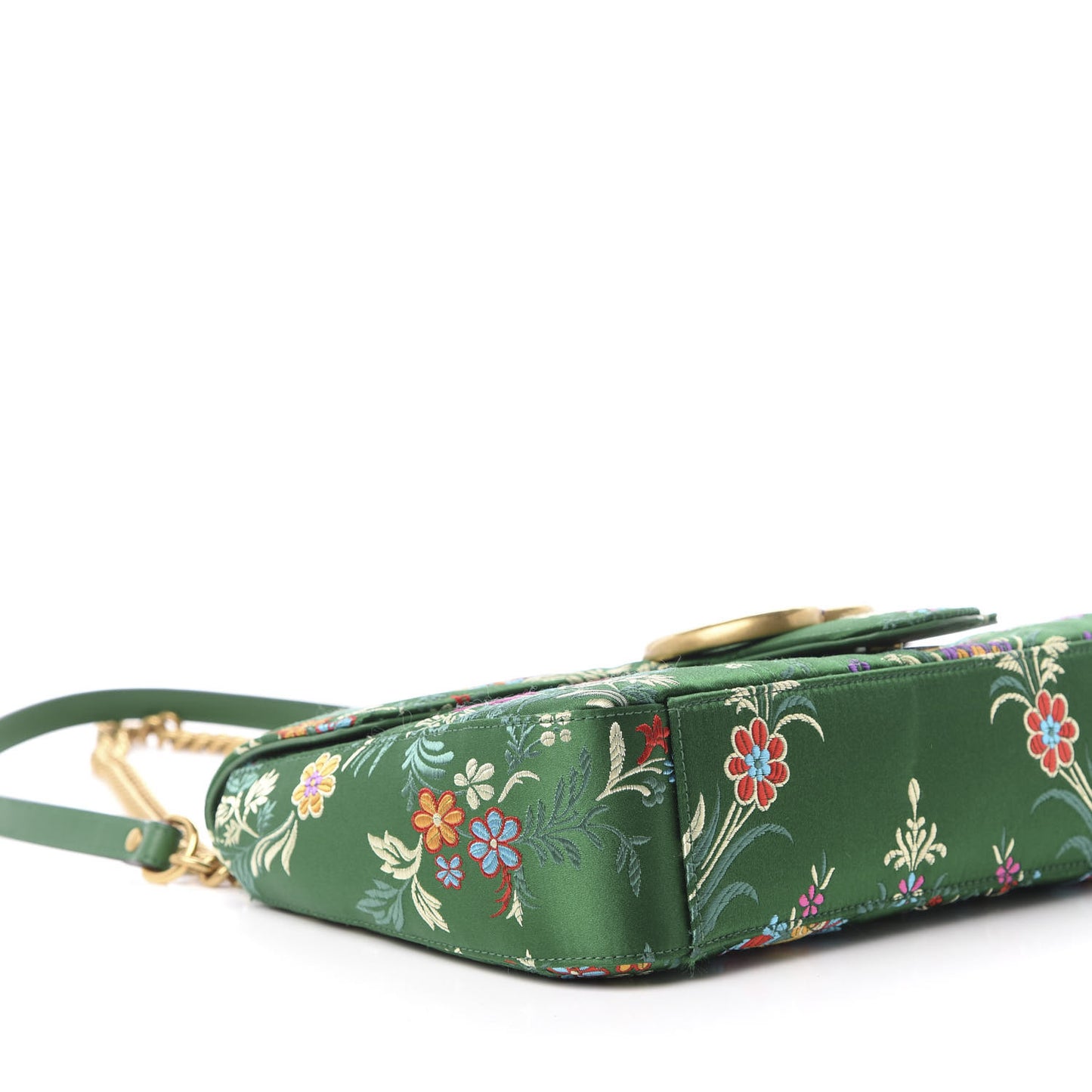 Jacquard Matelasse Floral Medium GG Marmont Shoulder Bag Green