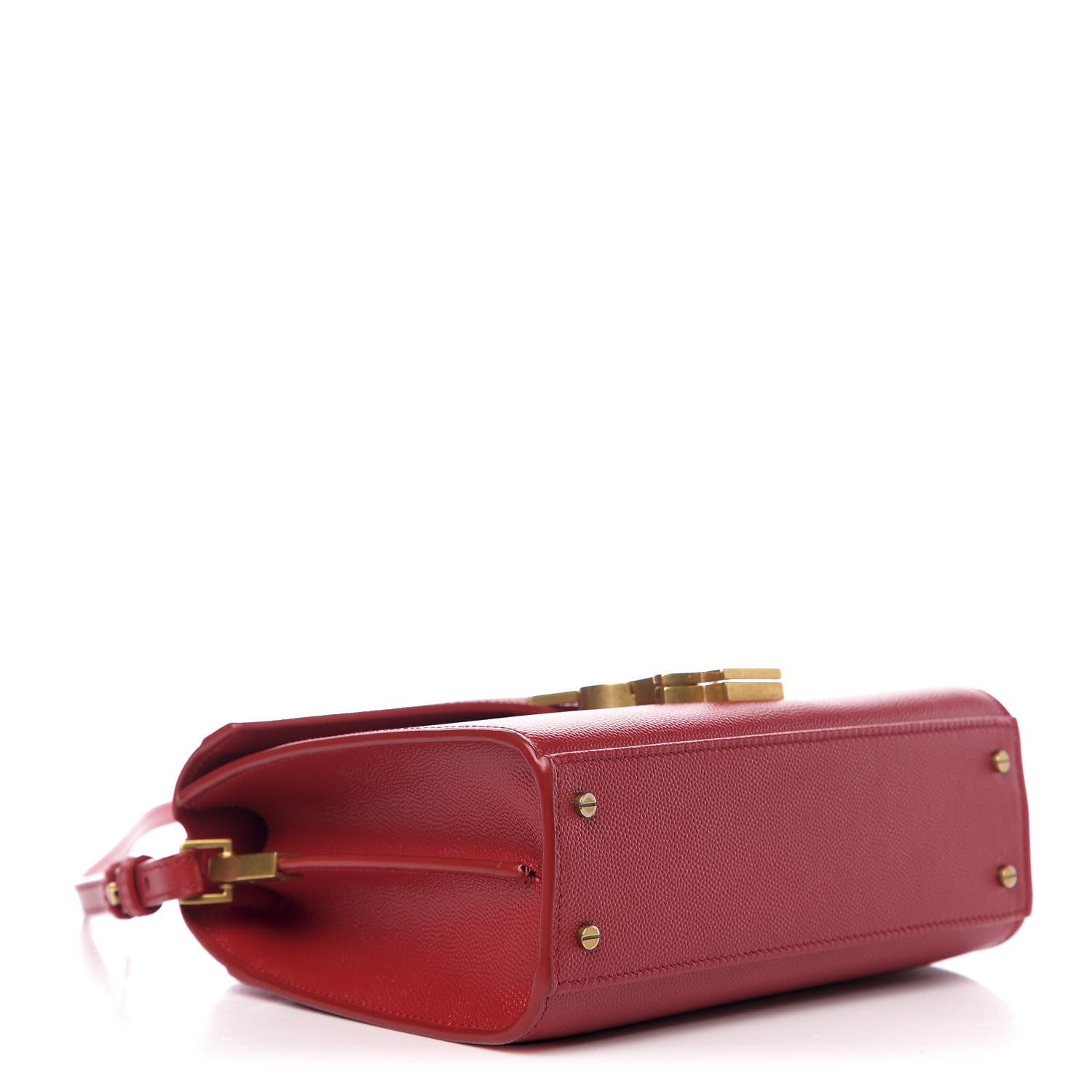 Saint Laurent Grain de Poudre Mini Classic Monogram Cassandra Top Handle Red 3 of 9
