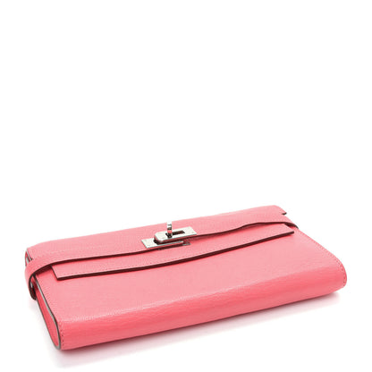 Hermes Chevre Mysore Kelly Longue Wallet Rose Lipstick 4 of 8
