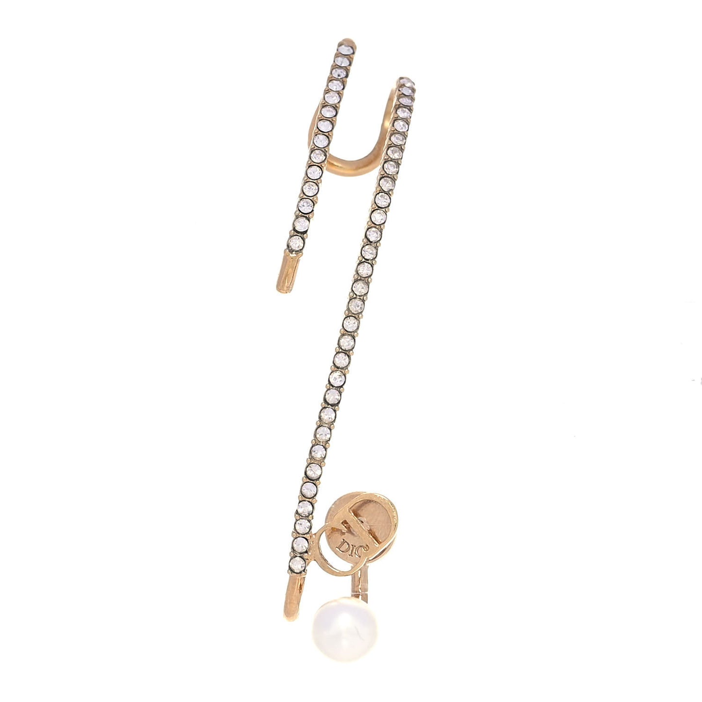 Metal Crystal Pearl CD Ear Cuff Gold