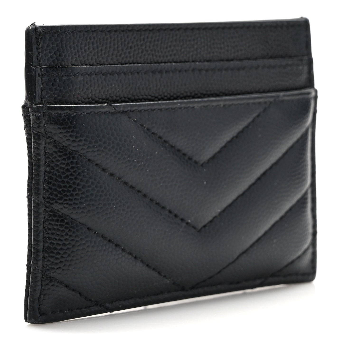 Grain De Poudre Matelasse Chevron Monogram Credit Card Case Black