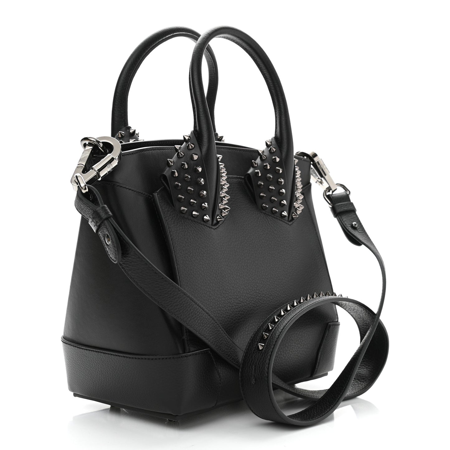 Grained Calfskin Spike Small Eloise Tote Black