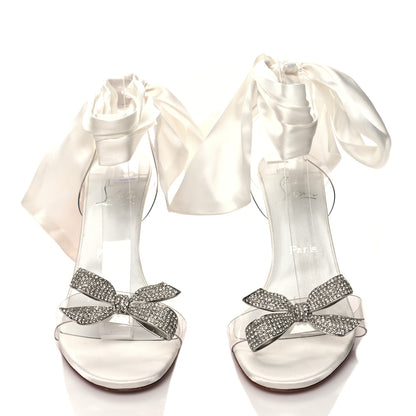 Christian Louboutin Satin Crystal PVC Astrinodo 100 Sandals 38 Ivory 2 of 7