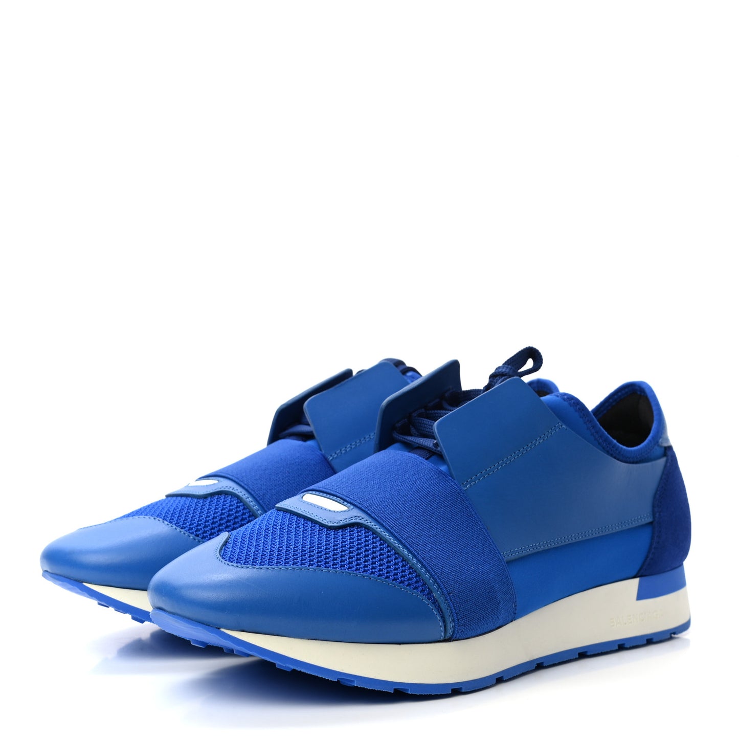 Mesh Calfskin Neoprene Suede Mens Race Runner Sneakers 43 Bleu
