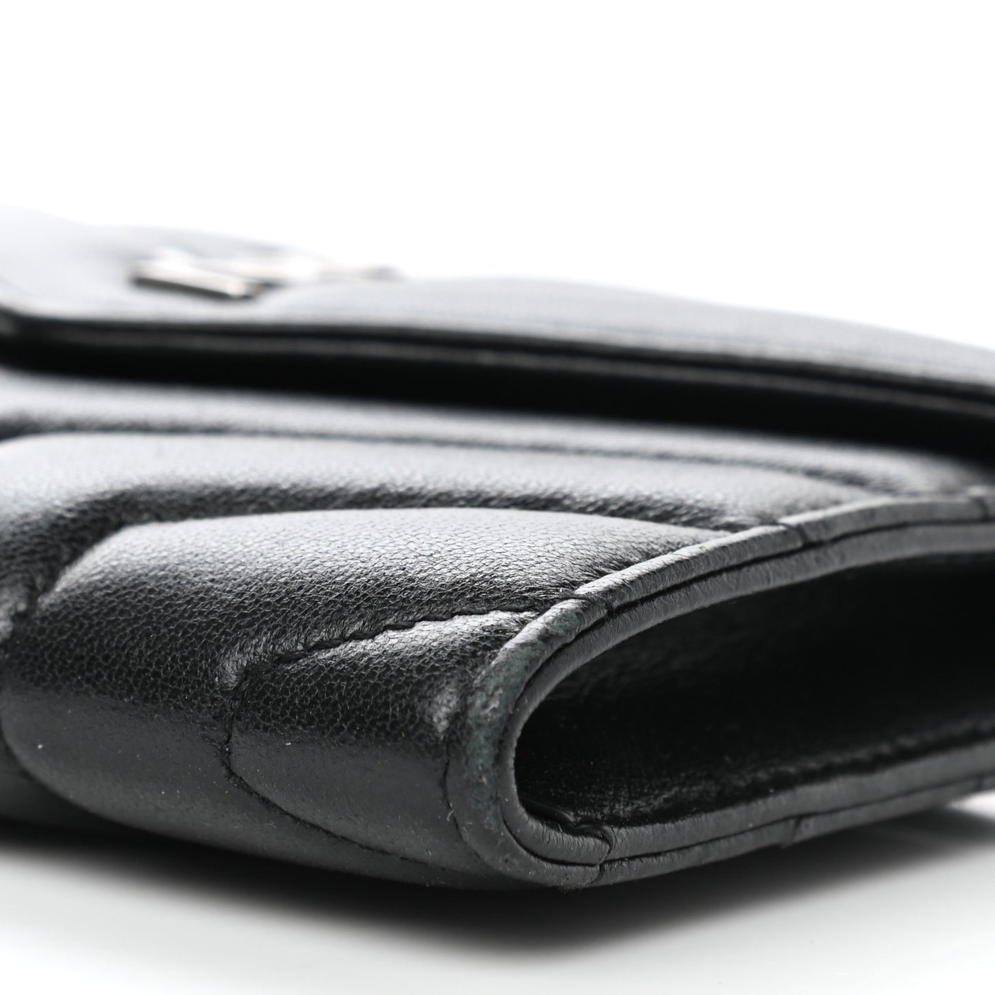 Lambskin Y Quilted Monogram Small Loulou Envelope Wallet Black
