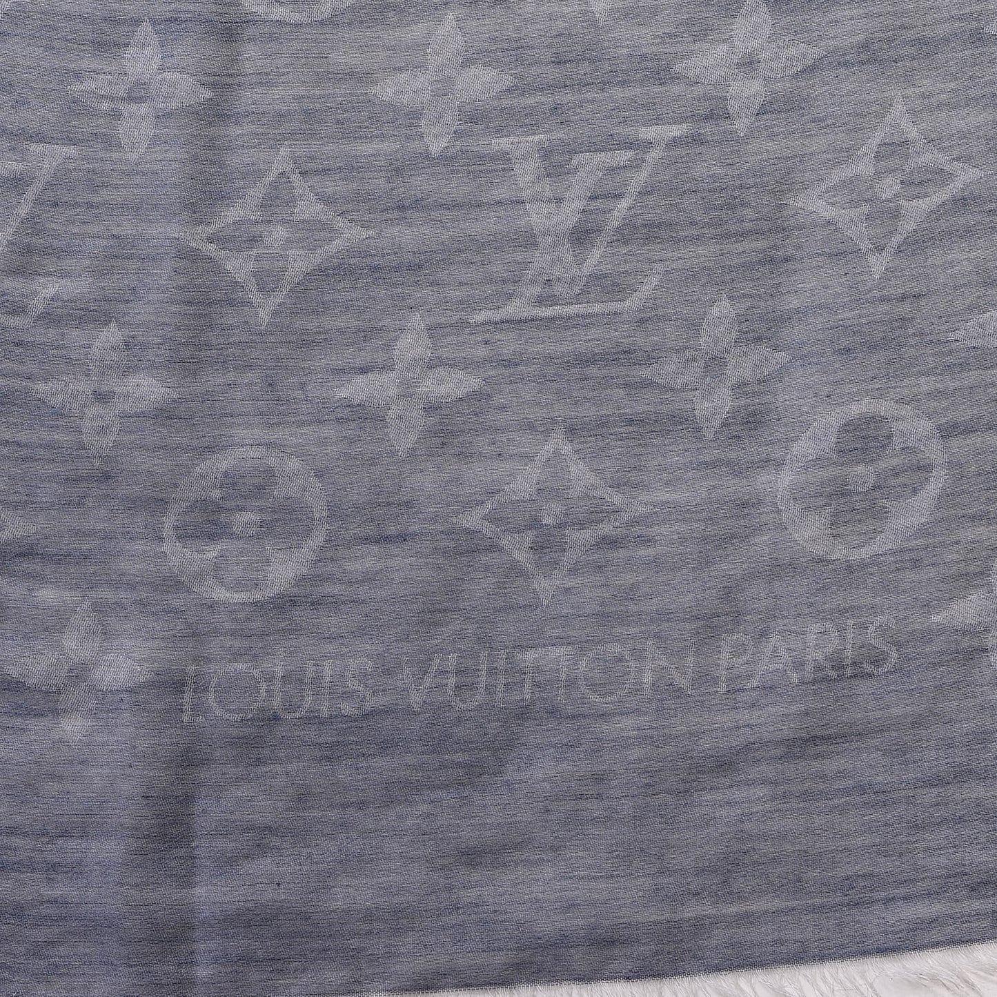 Wool Cotton Silk Daily Monogram Stole Denim