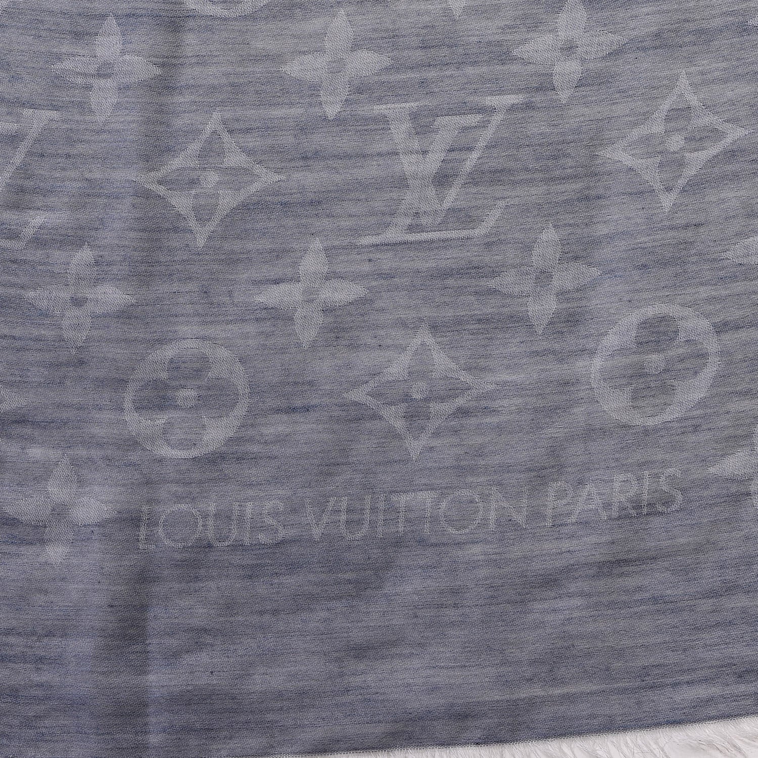 Louis Vuitton Wool Cotton Silk Daily Monogram Stole Denim 3 of 5