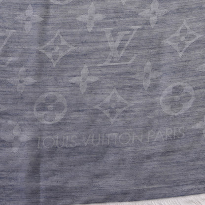 Louis Vuitton Wool Cotton Silk Daily Monogram Stole Denim 3 of 5