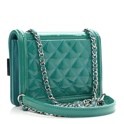 Chanel Plexiglass Patent Mini Boy Brick Flap Turquoise Navy 2 of 11