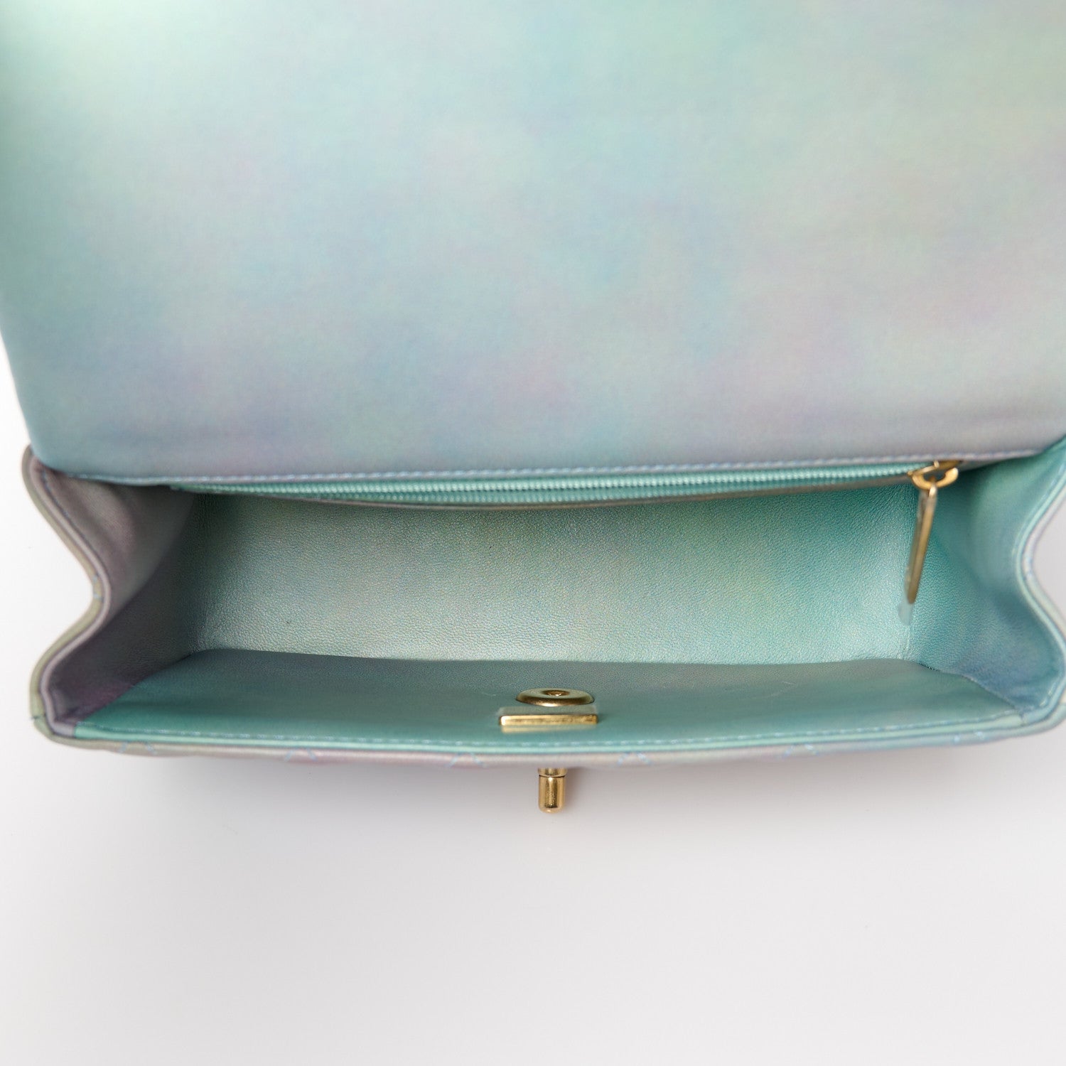 Chanel Lambskin Quilted Ombre Mini Top Handle Rectangular Flap Blue Green 5 of 12