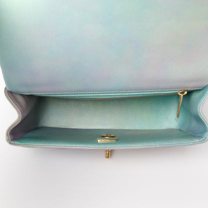 Chanel Lambskin Quilted Ombre Mini Top Handle Rectangular Flap Blue Green 5 of 12