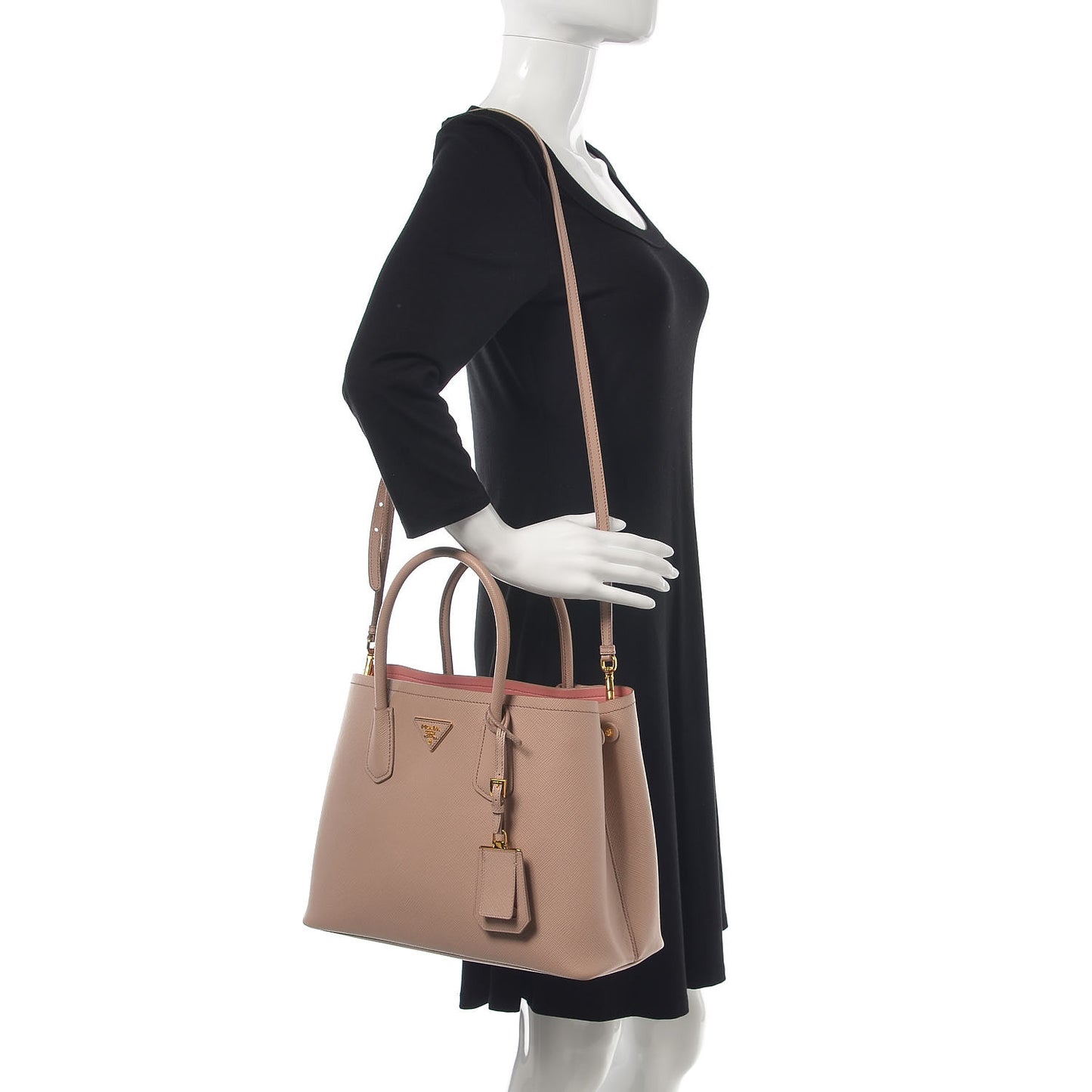 Saffiano Cuir Medium Double Bag Cammeo Rosa