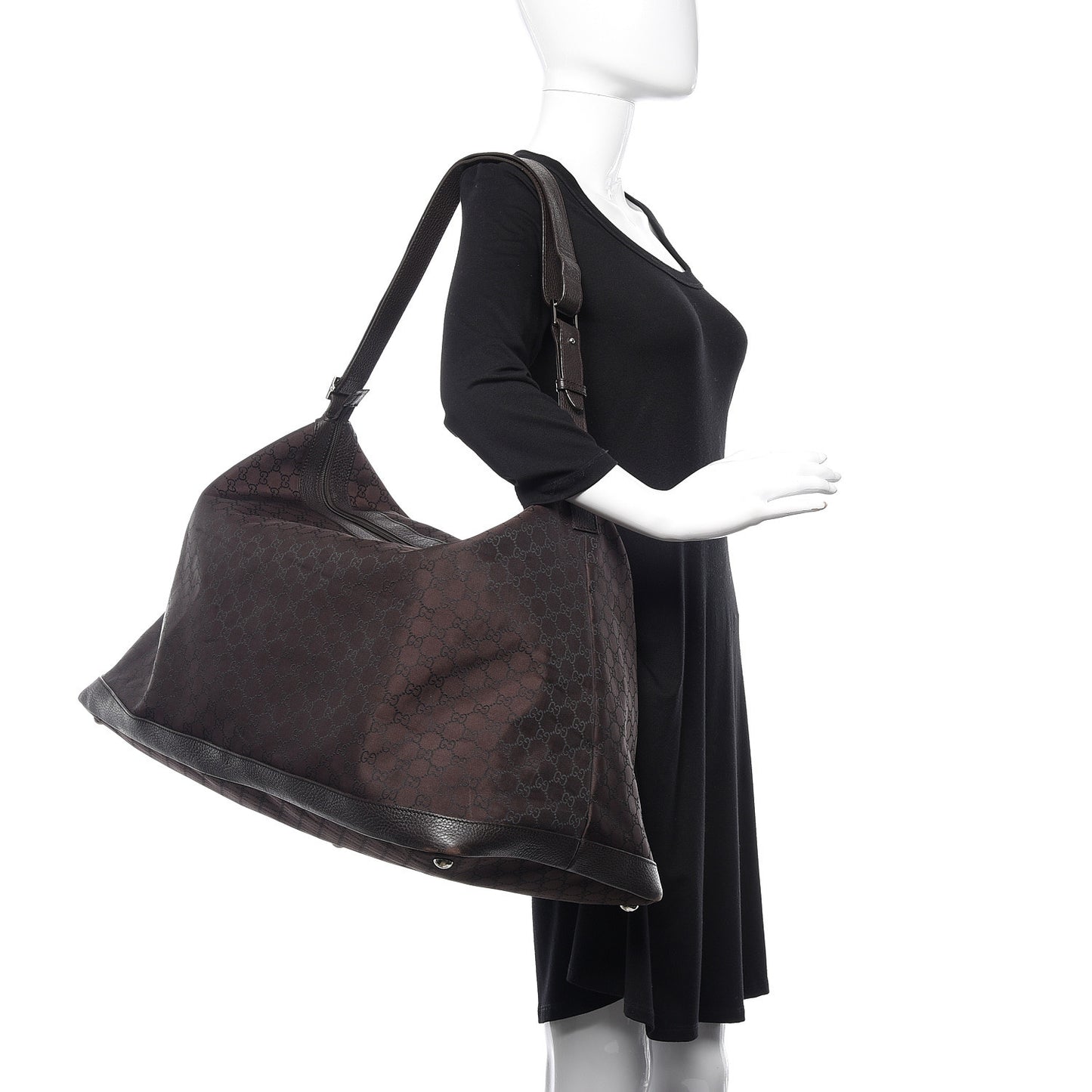 Nylon Monogram Large Travel Hobo Dark Brown