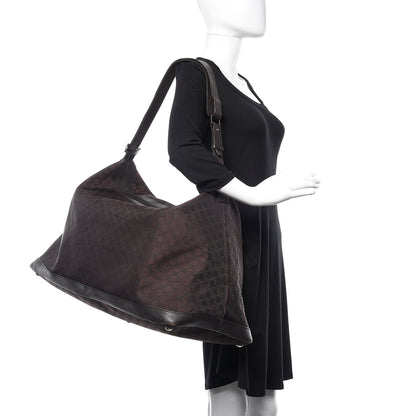Gucci Nylon Monogram Large Travel Hobo Dark Brown 2 of 9