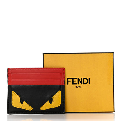 Fendi Vitello Century Monster Eyes Inlay Card Holder Black Giallo Rosso 10 of 10