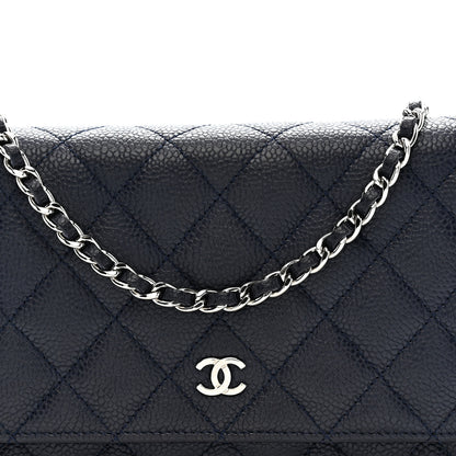 Chanel Caviar Quilted Wallet on Chain WOC Navy Blue 9 of 11