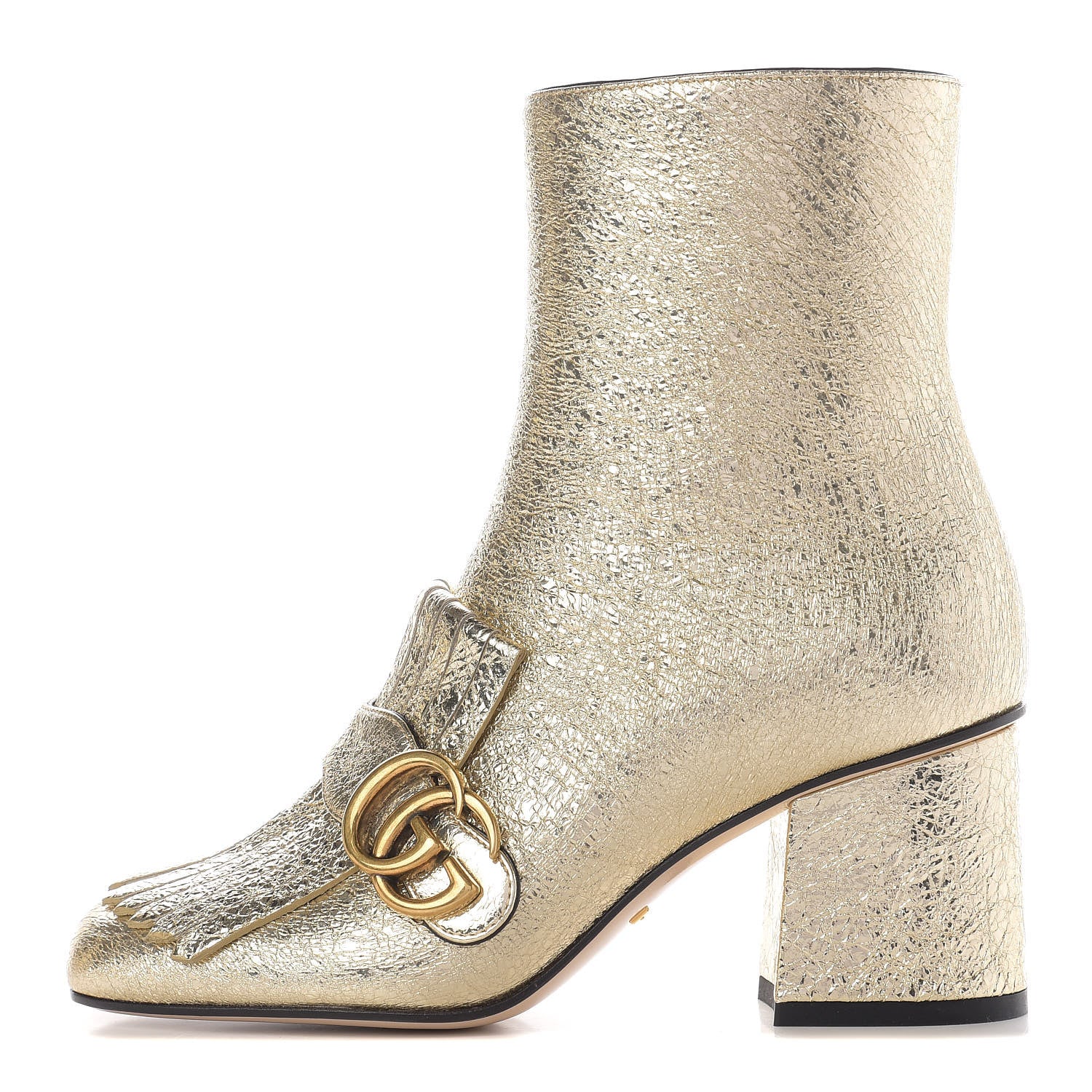 Gucci Galassia GG Marmont Fringe 75mm Ankle Boots 35 Platino 1 of 13