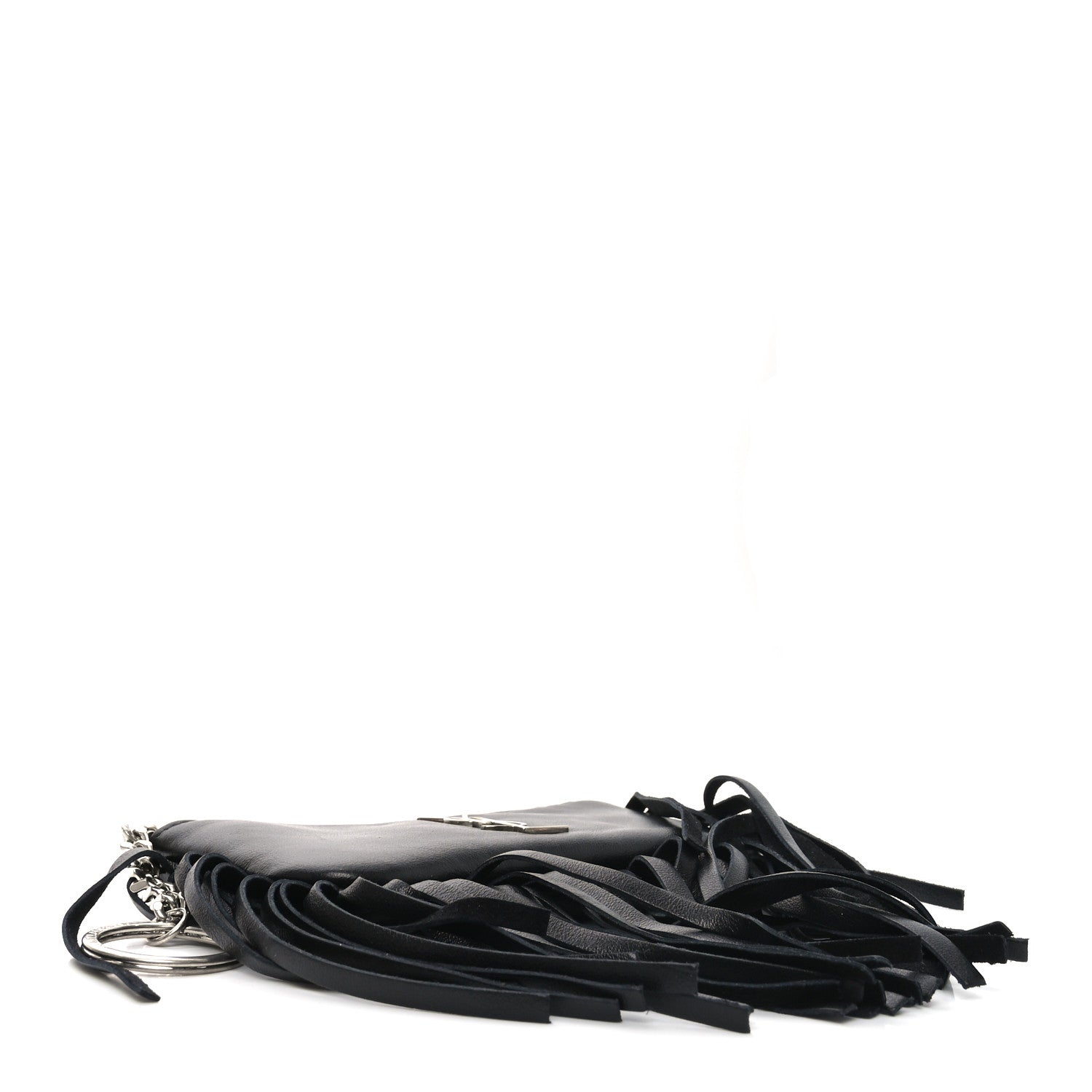 Saint Laurent Calfskin Monogram Small Fringe Key Pouch Black 4 of 7