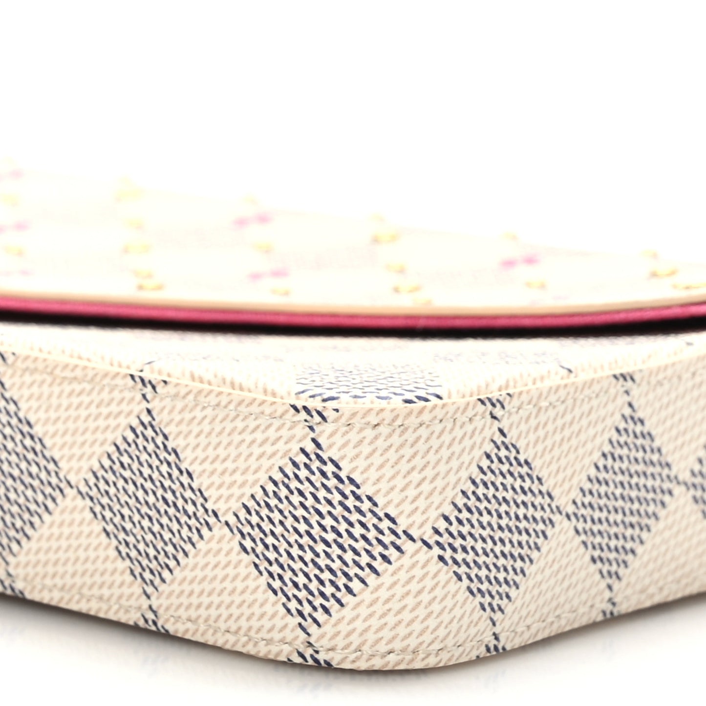 Damier Azur Studded Pochette Felicie Chain Wallet Fuchsia