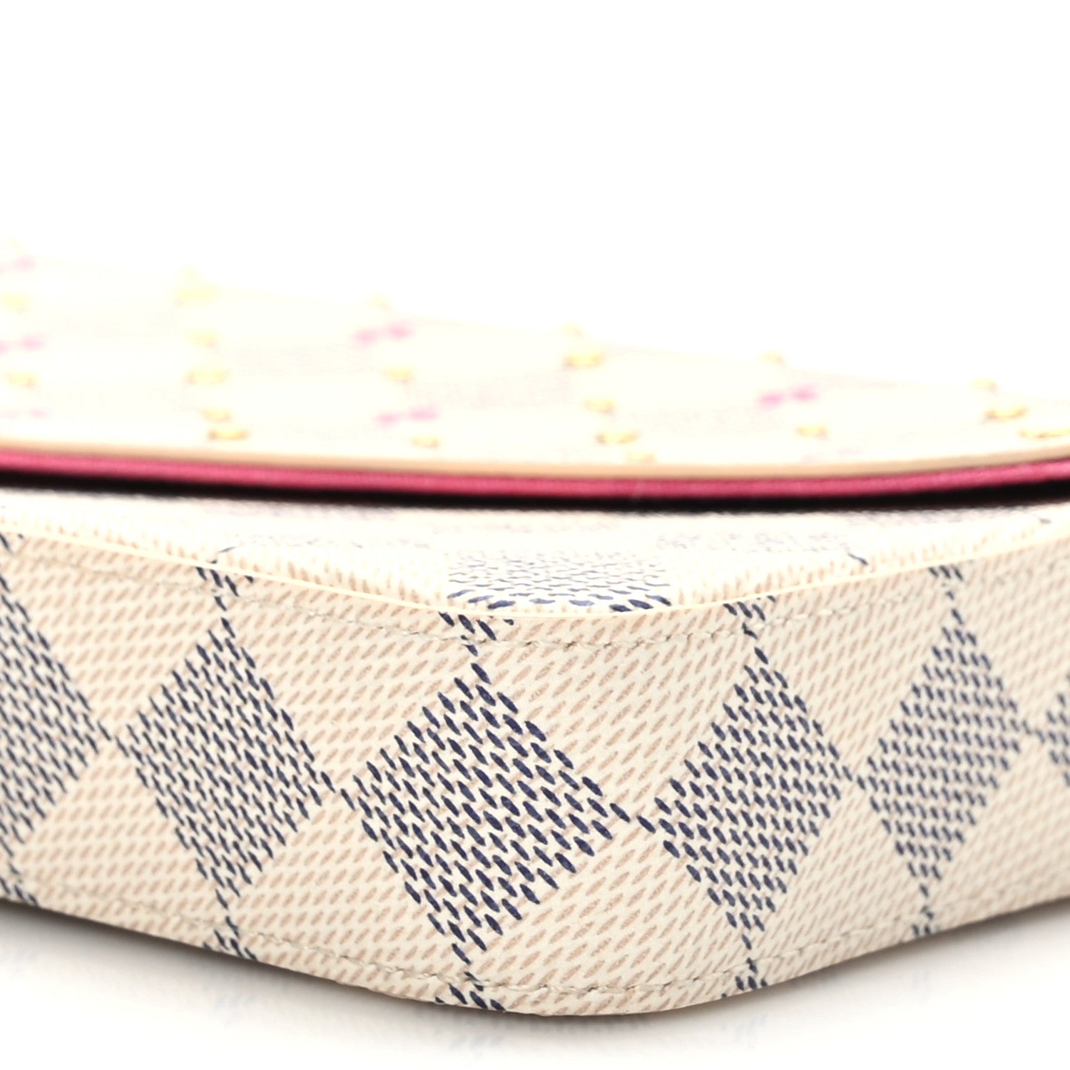 Louis Vuitton Damier Azur Studded Pochette Felicie Chain Wallet Fuchsia 9 of 9