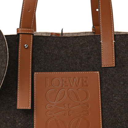 Loewe Calfskin Felt Elephant Basket Tote Brown Beige 8 of 10
