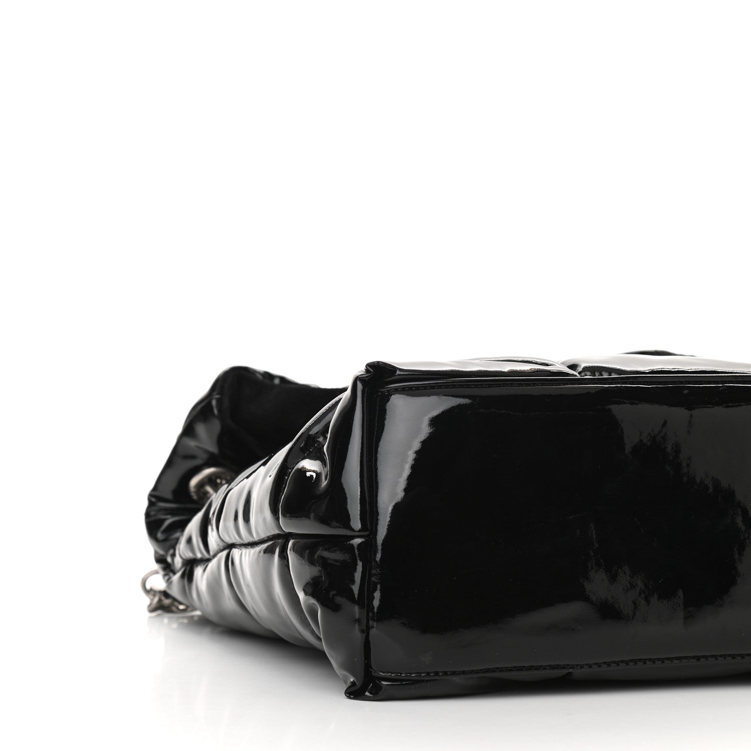 Saint Laurent Patent Lambskin Quilted Medium Loulou Puffer Monogram Chain Satchel Black 8 of 9