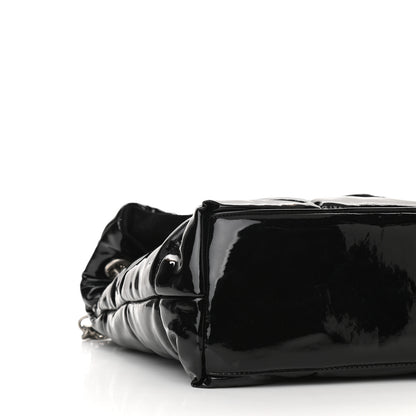 Saint Laurent Patent Lambskin Quilted Medium Loulou Puffer Monogram Chain Satchel Black 8 of 9