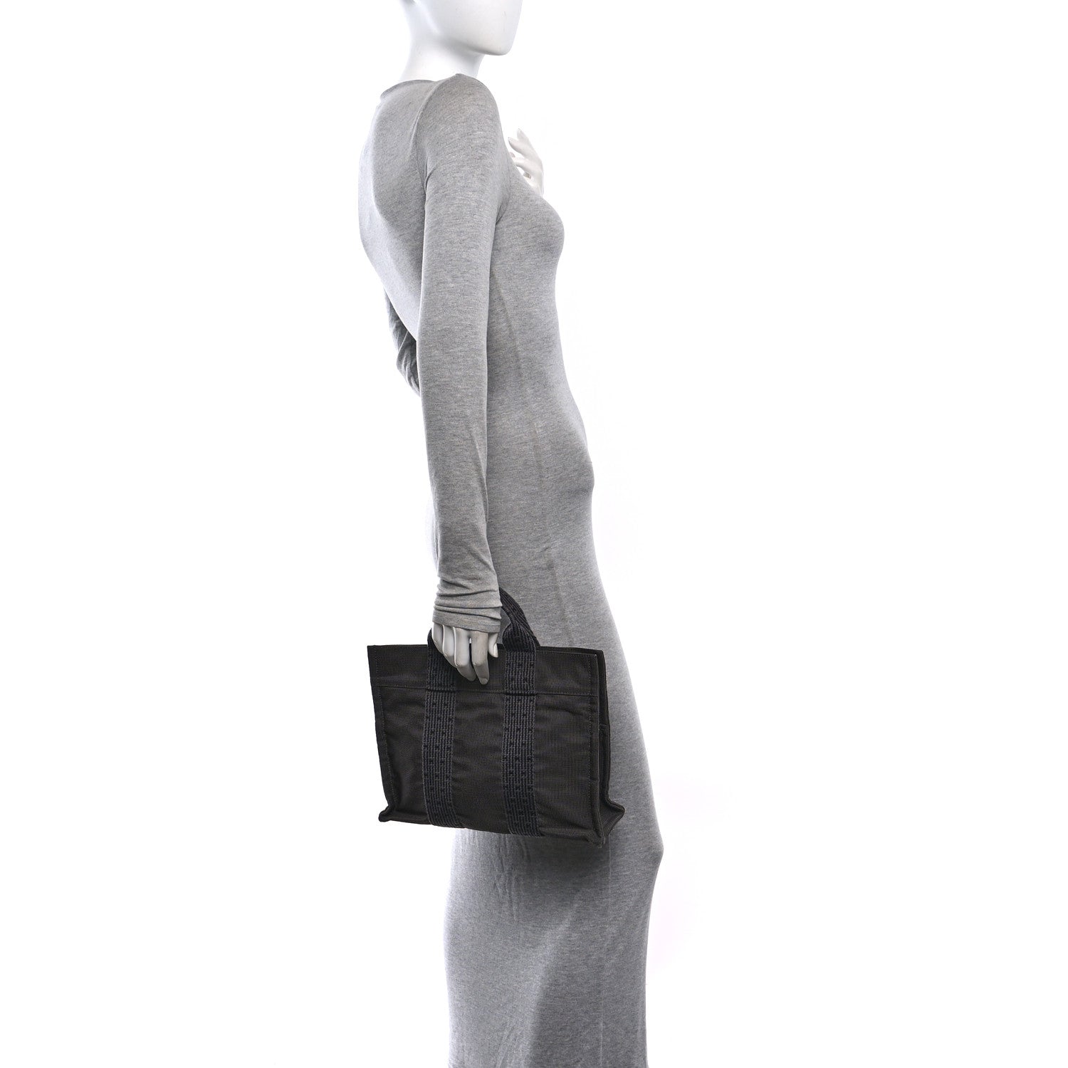 Hermes Canvas Herline PM Tote Grey 2 of 11