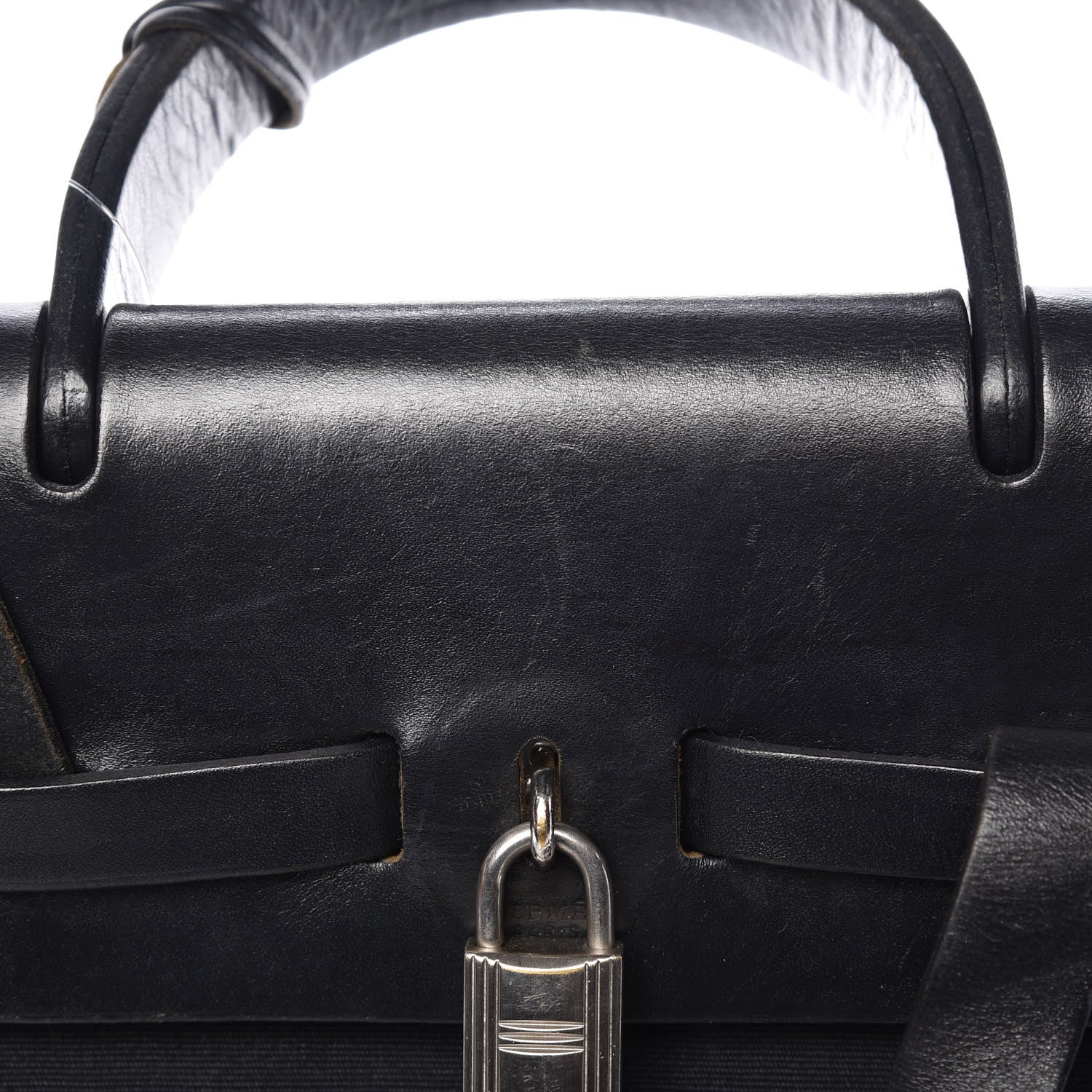 Hermes Toile Vache Calfskin Herbag 30 PM Backpack Black 15 of 16