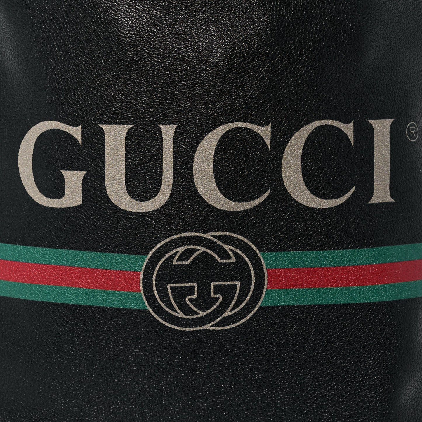 Calfskin Logo Drawstring Backpack Black