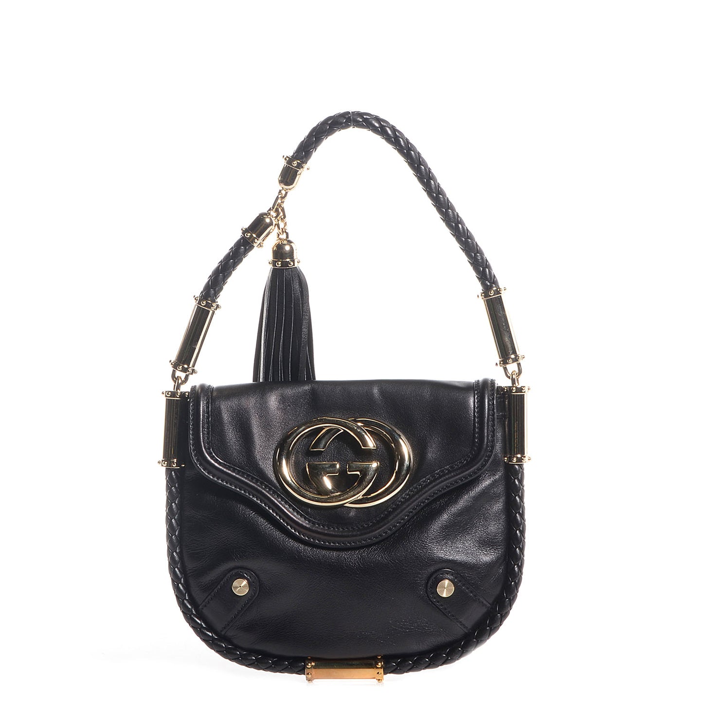 Leather Small Britt Tassel Shoulder Bag Black