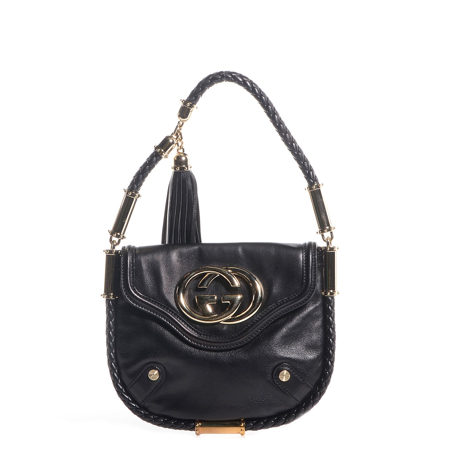 Gucci Leather Small Britt Tassel Shoulder Bag Black 1 of 7