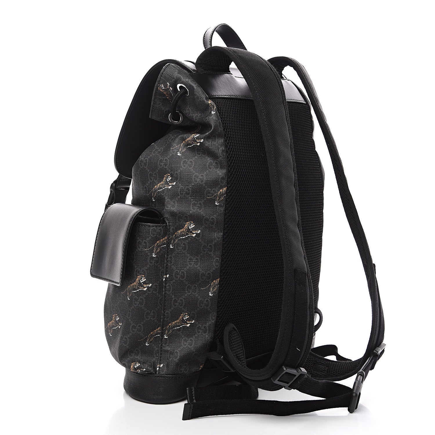 Gucci GG Supreme Monogram Tigers Double Buckle Backpack Black Multicolor 2 of 10