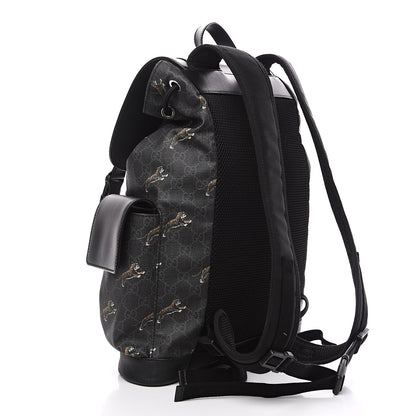 Gucci GG Supreme Monogram Tigers Double Buckle Backpack Black Multicolor 2 of 10