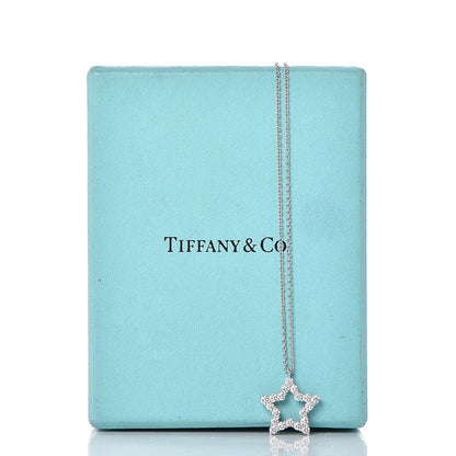 Tiffany Platinum Diamond Star Pendant Necklace 8 of 14