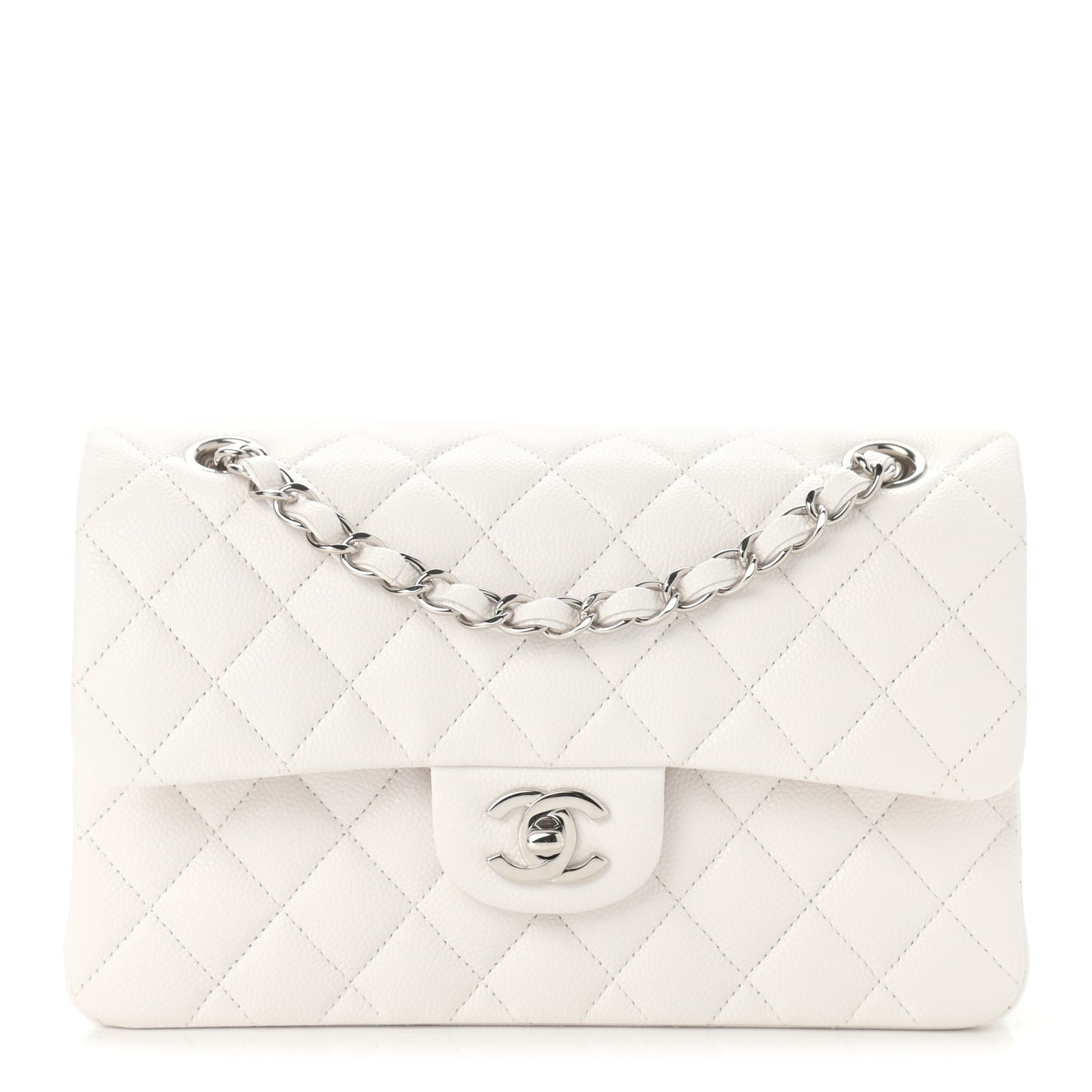 Caviar Quilted Small Double Flap White