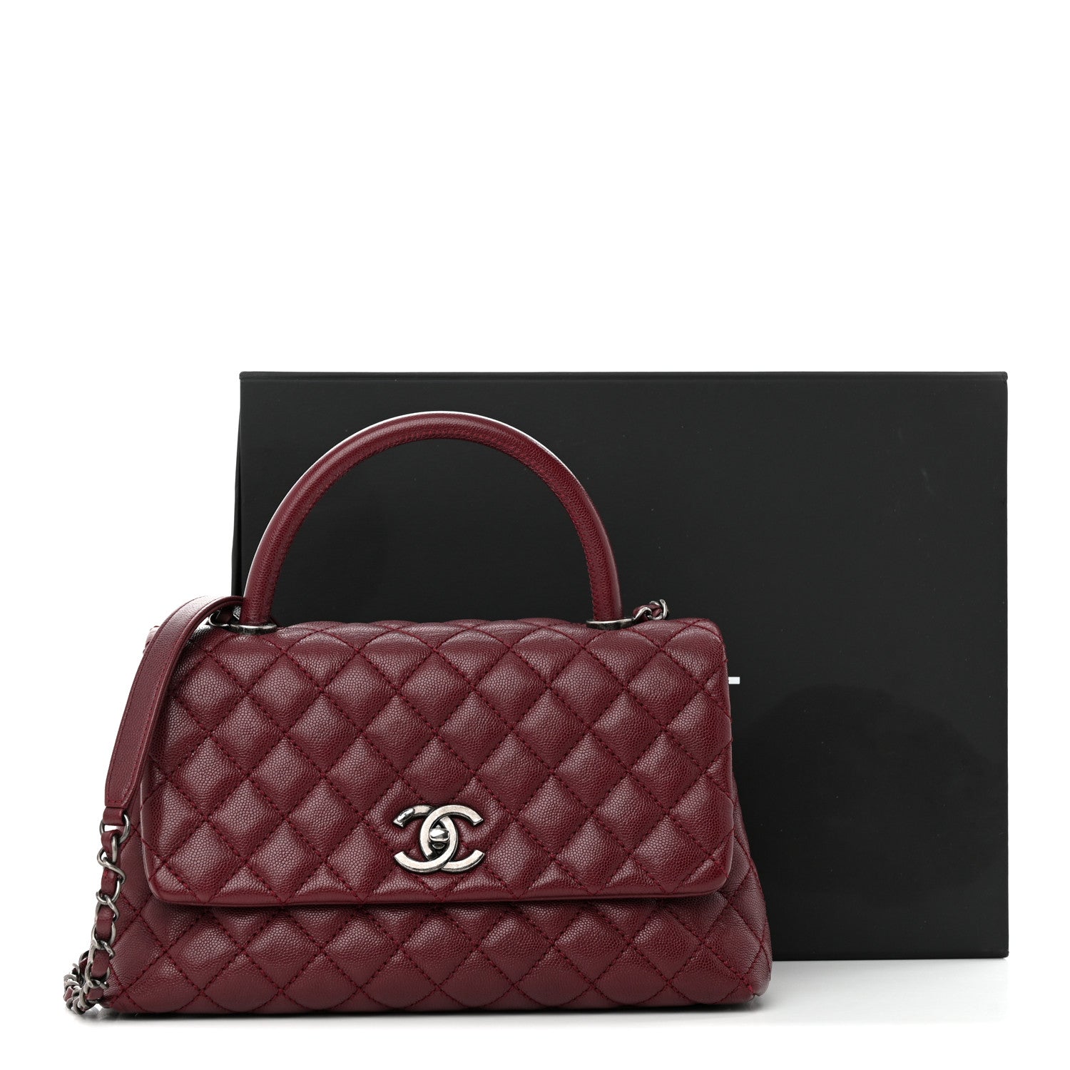 Chanel Caviar Quilted Small Coco Handle Flap Burgundy 12 of 12