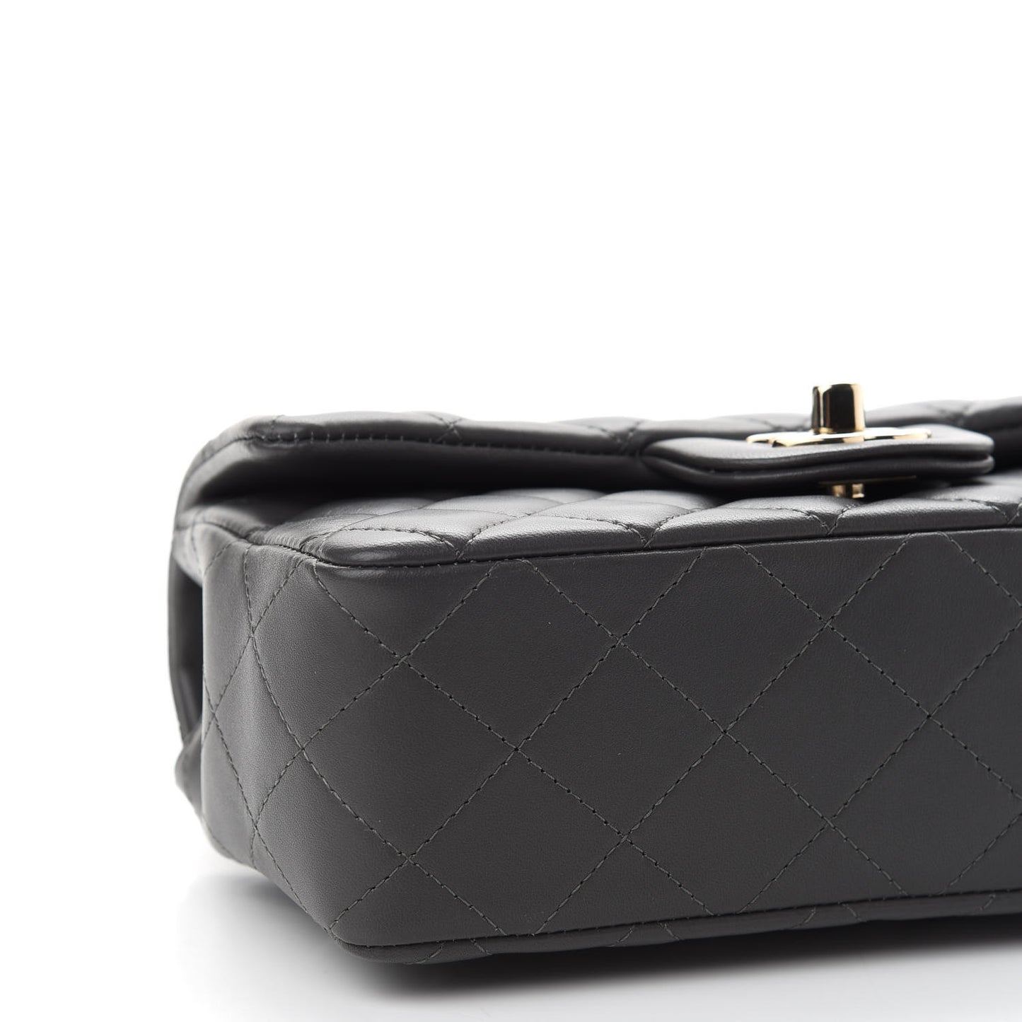 Lambskin Quilted Mini Rectangular Flap Dark Grey