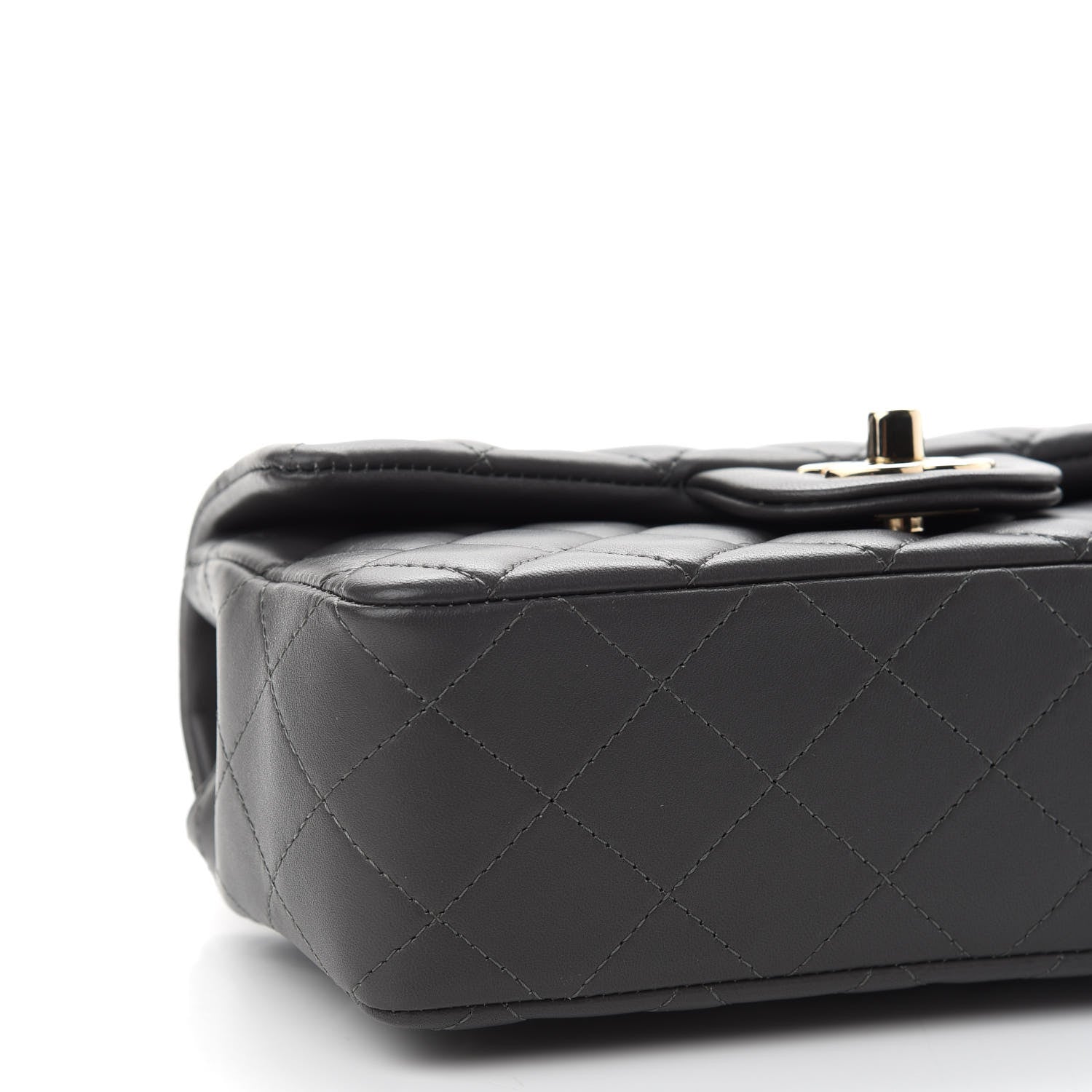Chanel Lambskin Quilted Mini Rectangular Flap Dark Grey 7 of 9
